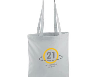 21e gelukkige verjaardag cadeauzakje 21 jaar verjaardagscadeau idee lichtgewicht opvouwbare herbruikbare draagtas winkelen 21 aandenkendecoraties - 42 x 38 cm