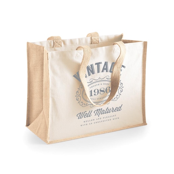 Borsa Regalo 40° Compleanno Uomo Donna – Shopping Bag Con Manici In Cotone, Design Divertente Per 40 Anni, 42x38 Cm, 10 Litri