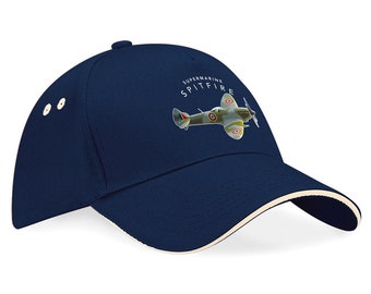 Spitfire Supermarine Gift Aircraft Baseball Cap Hat Illustration Detailed Vintage Spitfire Gift Unique and Original WWII Gift Present
