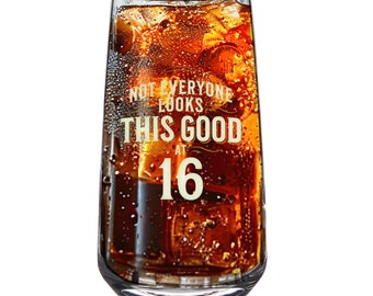 16th Birthday Gift Glass Funny Printed Drinking Mug for Men Women Age 16 Year Old Gift Idea Keepsake Happy Birthday 480ml