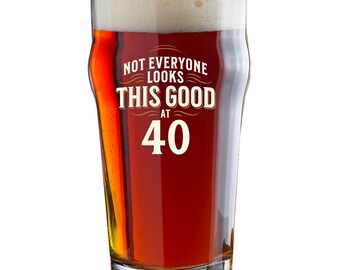 40th Birthday Gift Beer Glass Funny Printed Tankard Beer Drinking Mug for Men Women Age 40 Year Old Gift Idea Keepsake Happy Birthday 570ml