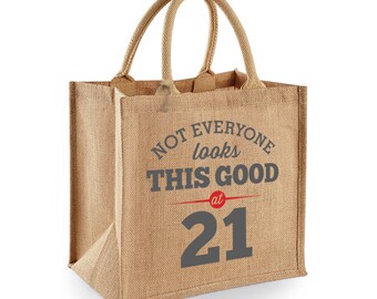 21e verjaardag 21e partij cadeau tas idee voor haar dochter vrouwelijke vrouwen vriend zus 21e verjaardag tas Tote boodschappentas aanwezig 21e rekwisieten