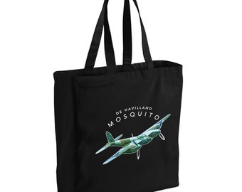 De Havilland Mosquito Bag Gift Tote Shopping Bag Aircraft Illustration Detailed Vintage Mosquito Gift Unique and Original WWII Gift Present