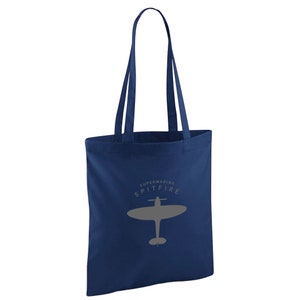 Supermarine Spitfire Gift Bag Aircraft Tote Shopping Bag Illustration Detailed Vintage Spitfire Gift Unique and Original WWII Gift Present