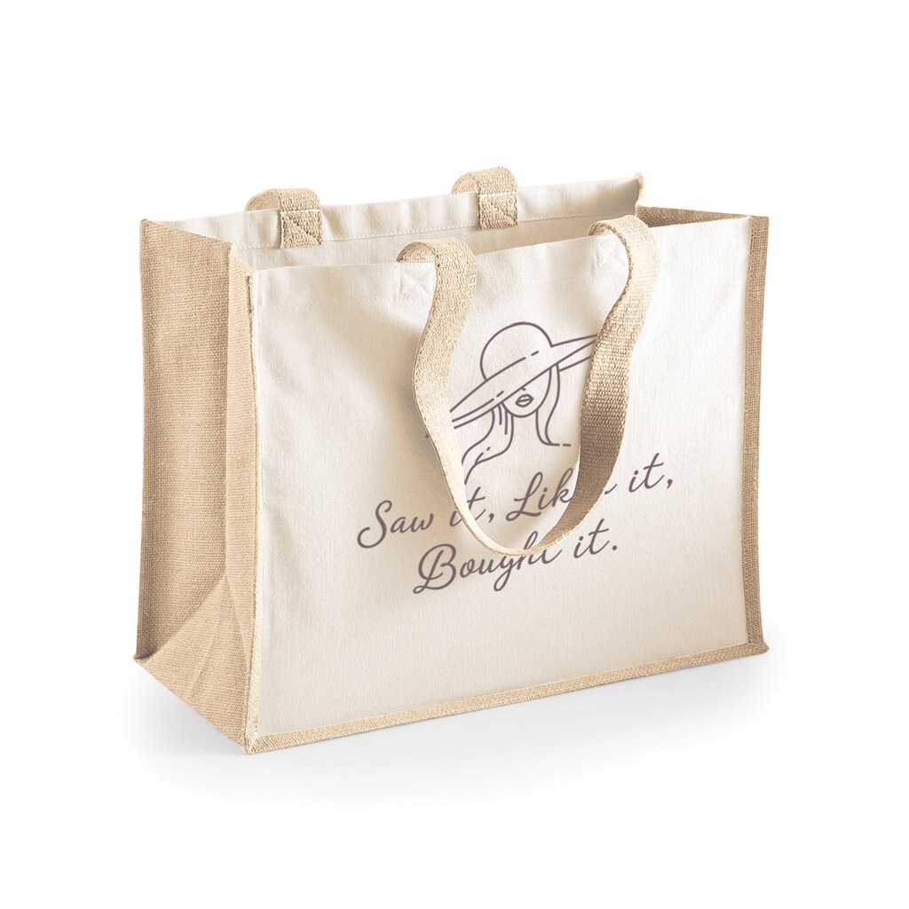 Canvas and Jute Tote Shopping Bag Funny Reusable Shoulder