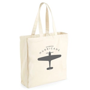 Hawker Hurricane Bag Gift Tote Shopping Bag Aircraft Illustration Detailed Vintage Hurricane Gift Unique and Original WWII Gift Present