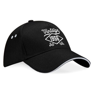 70th Birthday Gift Baseball Cap 70th Birthday Gift, Keepsake, 70th Birthday Idea, 70 Years Old, 70 Birthday Gift Black (Grey Trim)