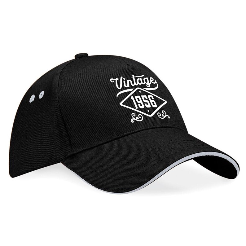 70th Birthday Gift Baseball Cap 70th Birthday Gift, Keepsake, 70th Birthday Idea, 70 Years Old, 70 Birthday Gift Black (Grey Trim)