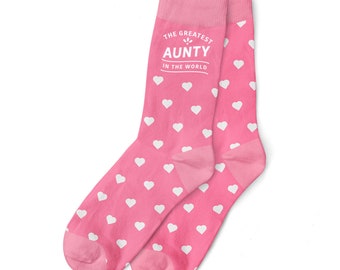 Aunty Gift Socks Birthday or Christmas Present Women's Socks Size 4-7 Keepsake Xmas Gift for Aunty Idea Party Prop Favor Hearts