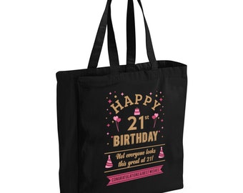 21e verjaardag, 21e verjaardagsidee, 21e verjaardagstas, Tote, boodschappentas, geweldig 21e verjaardagscadeau, 21e verjaardagscadeau