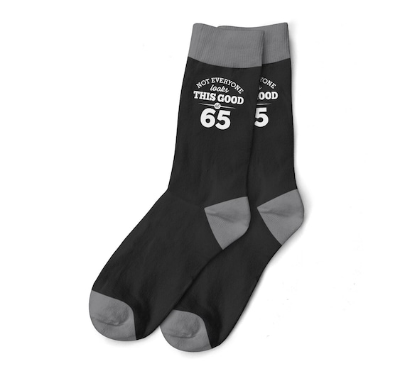 65th Birthday Gift Black Socks for Men Present Keepsake Party Prop Husband Dad Friend 65 Years Old for Him Size UK 6 to 11 - USA 7 to 12