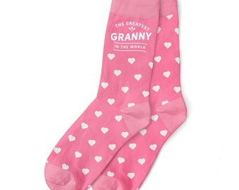 Granny Gift Socks Birthday or Christmas Present Women's Socks Size 4-7 Keepsake Xmas Gift for Granny Idea Party Prop Favor Hearts