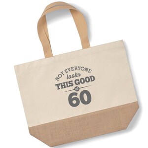 60e verjaardag, 60e verjaardag idee, 60e verjaardag tas, Tote, boodschappentas, geweldig 60e verjaardagscadeau, 60e verjaardagscadeau afbeelding 2