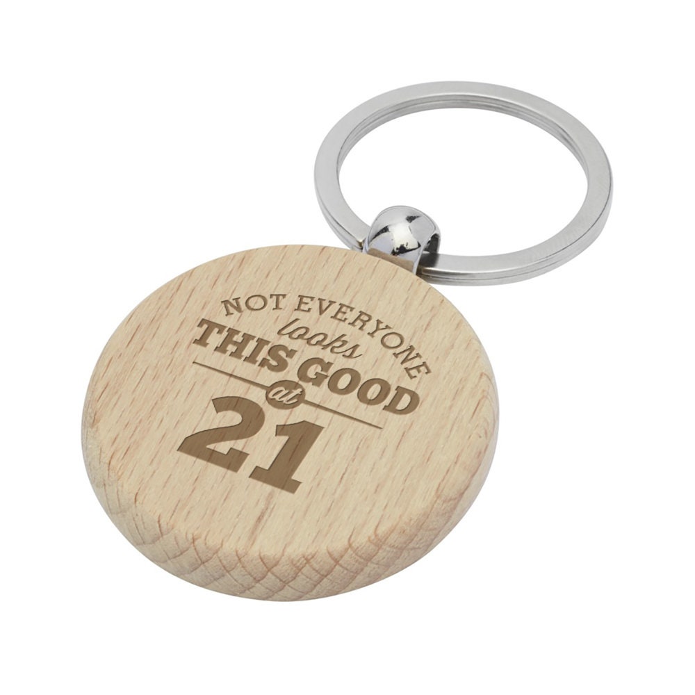21st Birthday Gift Laser Engraved Wooden Keyring Key Ring Etsy UK
