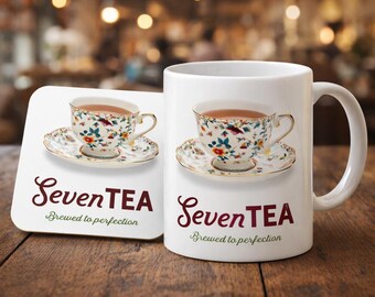 SevenTEA 70th Birthday Tea Lover Mug & Coaster Set, Funny Keepsake Gift, 11oz