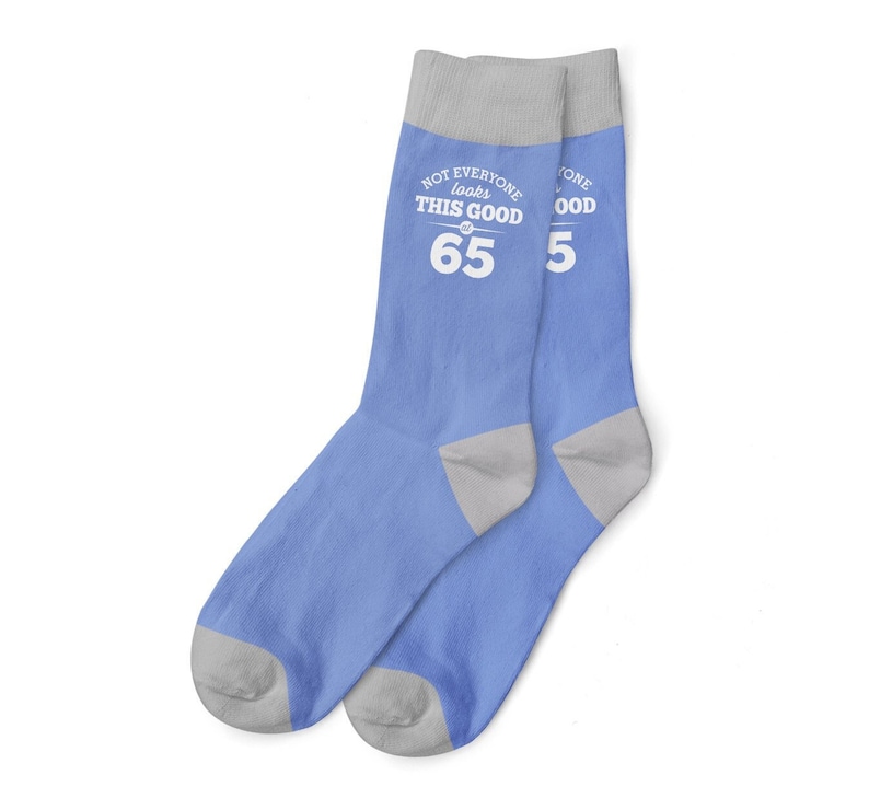 65th Birthday Gift Black Socks for Men Present Keepsake Party Prop Husband Dad Friend 65 Years Old for Him Size UK 6 to 11 - USA 7 to 12 image 3