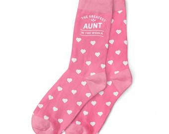 Aunt Gift Socks Birthday or Christmas Present Women's Socks Size 4-7 Keepsake Xmas Gift for Aunt Idea Party Prop Favor Hearts