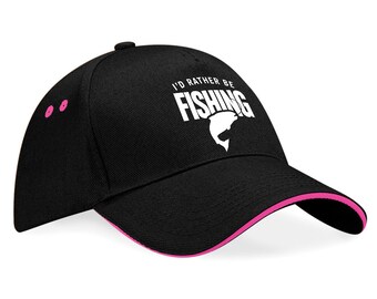 Fishing Hat Gift Fish for Men Dad Grandad Friend 'I'd Rather Be Fishing' Him Fisherman Angling Funny Quote Gear Accessories Equipment Cap