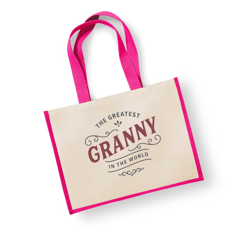 Granny Gift Bag Shopping Tote Bag Christmas or Birthday Novelty Present for Granny Pink