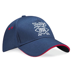 70th Birthday Gift Baseball Cap 70th Birthday Gift, Keepsake, 70th Birthday Idea, 70 Years Old, 70 Birthday Gift Navy (Red Trim)