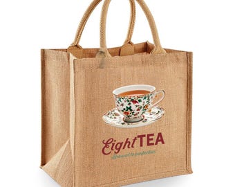 80th Birthday Tea Lover Jute Tote Bag (30x30cm)