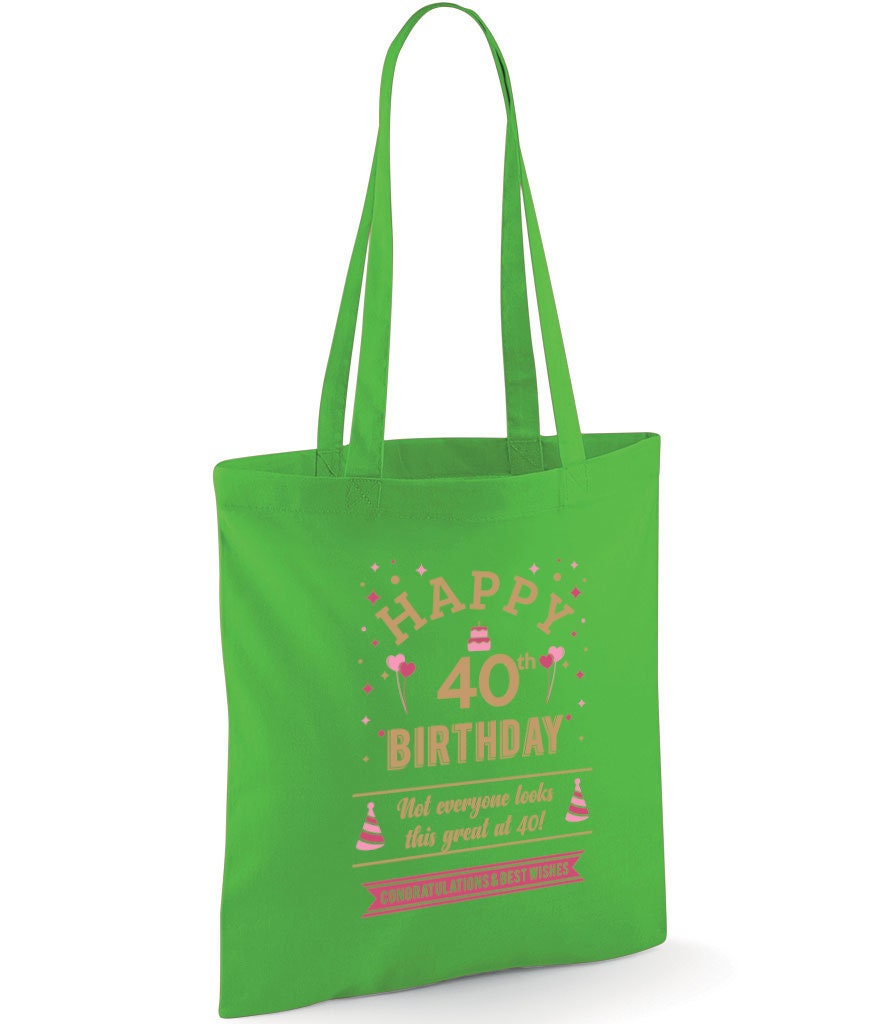 Borsa Regalo 40° Compleanno Uomo/Donna - Shopping Bag 42x38 Cm, Manici In Cotone - 3