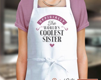 Sister Gift Apron Birthday Present Funny Cooking Baking Gift Coolest Keepsake for Sister