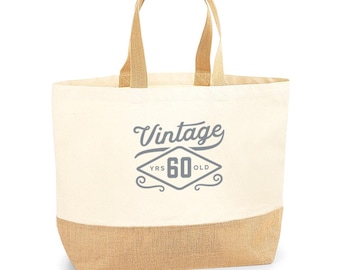 Tribal T-Shirts Women's 60th Birthday Shoulder Tote Bag - Cream, Reusable Cotton Canvas Bag For College, Gym, Beach - View #5