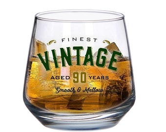 Vaso de regalo para 90 cumpleaños, divertido, impreso, vino, whisky o refrescos, taza para hombres y mujeres, 90 años, idea de regalo, recuerdo, feliz cumpleaños, 345 ml