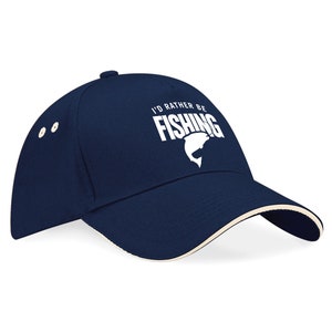 Fishing Hat Gift Fish for Men Dad Grandad Friend &#39;I&#39;d Rather Be Fishing&#39; Him Fisherman Angling Funny Quote Gear Accessories Equipment Cap