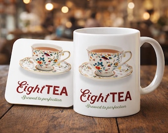 EightTEA 80th Birthday Tea Lover Mug & Coaster Set, Funny Keepsake Gift, 11oz