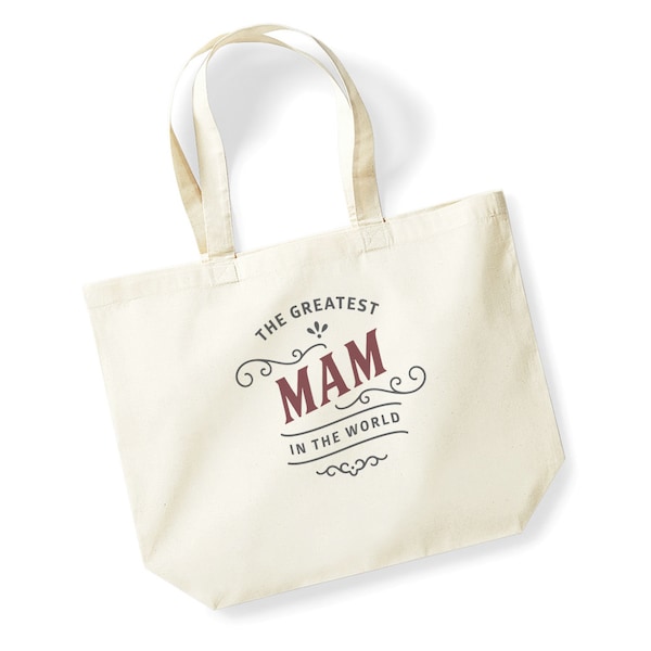 Mam Gift Bag Birthday Present for Mam Keepsake Christmas Shopping Tote Bag Mothers Day - Size: 47cm x 40cm x 12cm