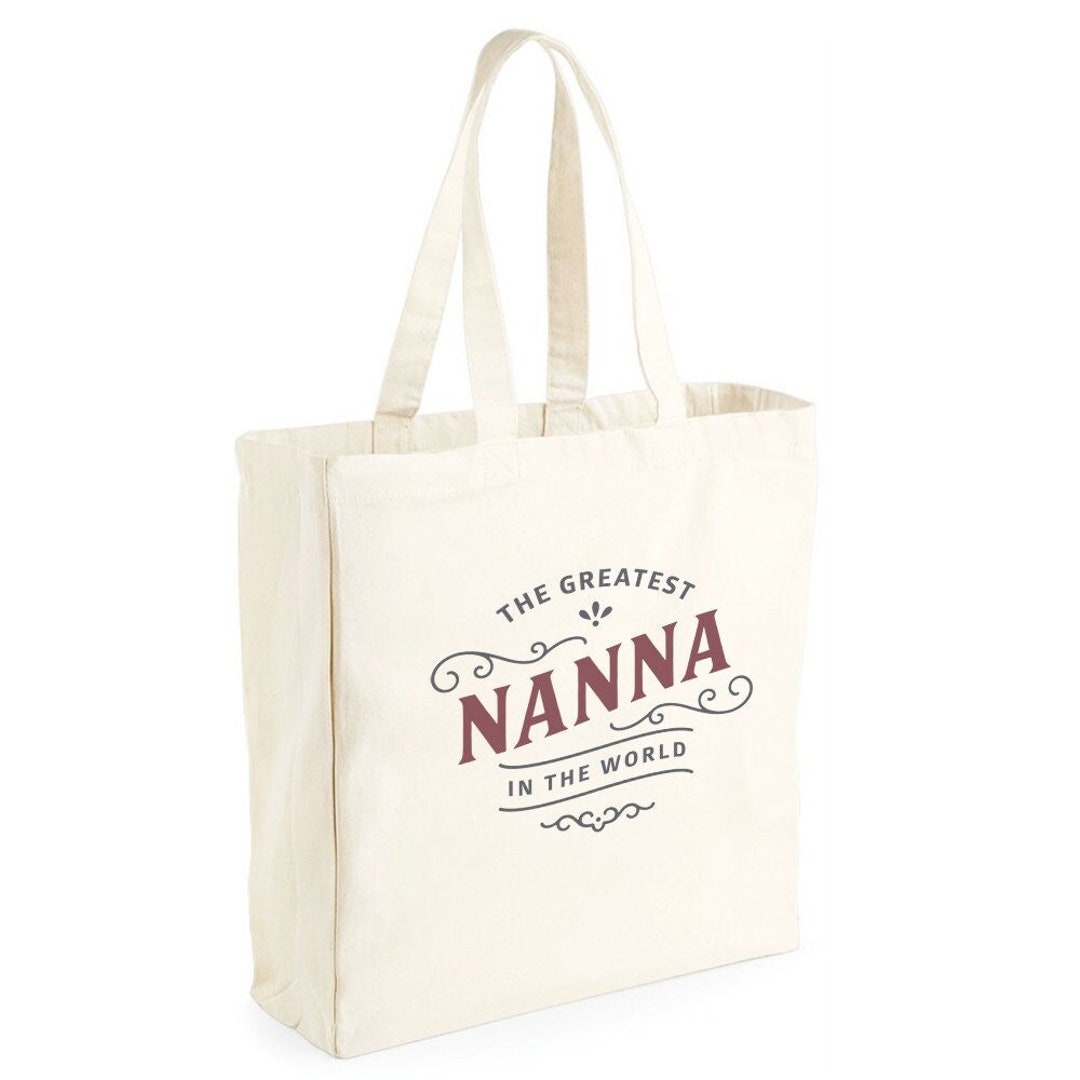 Borsa Regalo Per Nonna – Tela E Iuta Con Stampa Divertente – 42x33x19 Cm, Manici In Cotone