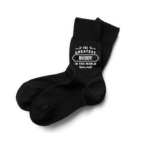 Buddy Gift, Black Socks, Buddy To Be, Regalo de cumpleaños personalizado, Regalo de recuerdo para Buddy, Mejor amigo, Increíble