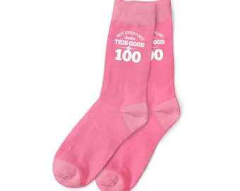 100th Birthday Pink Cotton Socks, Novelty Gift for Her