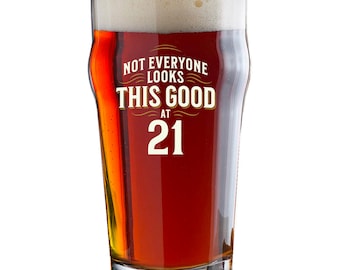 21st Birthday Gift Beer Glass Funny Printed Tankard Beer Drinking Mug for Men Women Age 21 Year Old Gift Idea Keepsake Happy Birthday 570ml