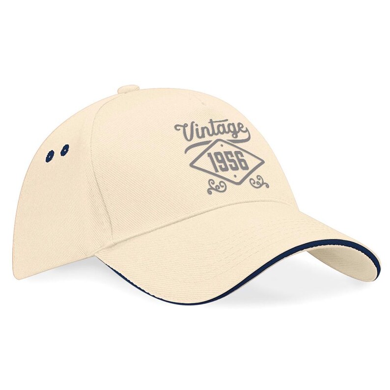 70th Birthday Gift Baseball Cap 70th Birthday Gift, Keepsake, 70th Birthday Idea, 70 Years Old, 70 Birthday Gift Putty (Navy Trim)