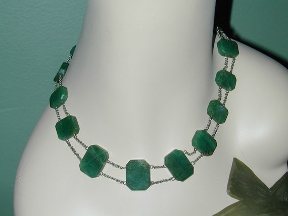 Vintage 30's Graduated Chrysoprase slabs and Sterl