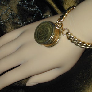 Vintage  Stack of Coins Mechanical Taylor Charm Bracelet Watch, Australia 1943 Florins, GF A+ Condition.