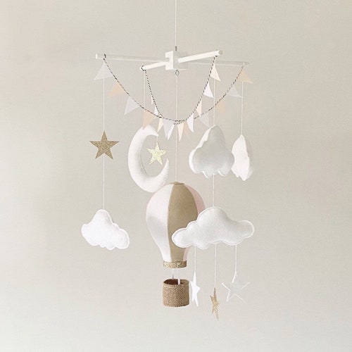 Baby Mobile / Hot Air Balloon Mobile / Crib Mobile / Moon and Etsy UK