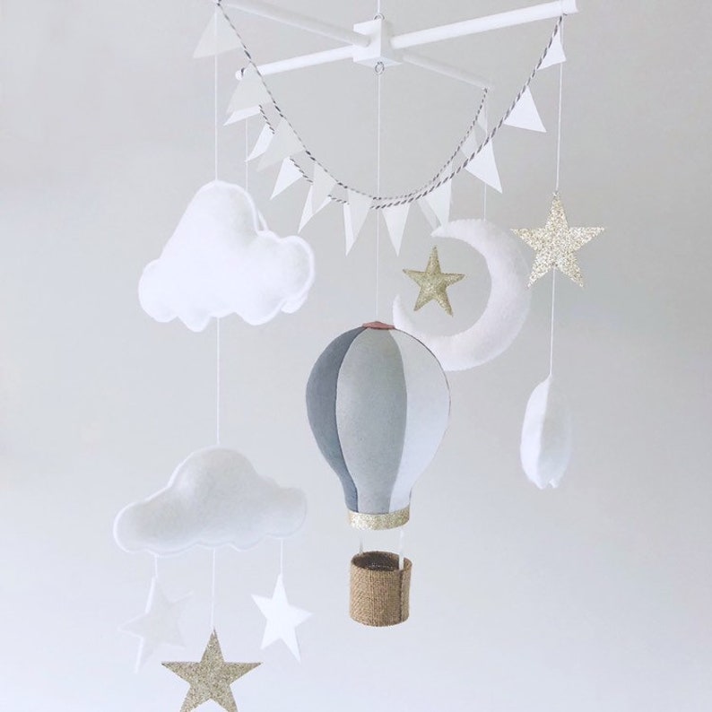 Baby Mobile / Hot Air Balloon Mobile / Crib Mobile / Moon and Etsy UK