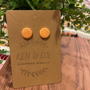 Small Round Orange Pumpkin stud earrings