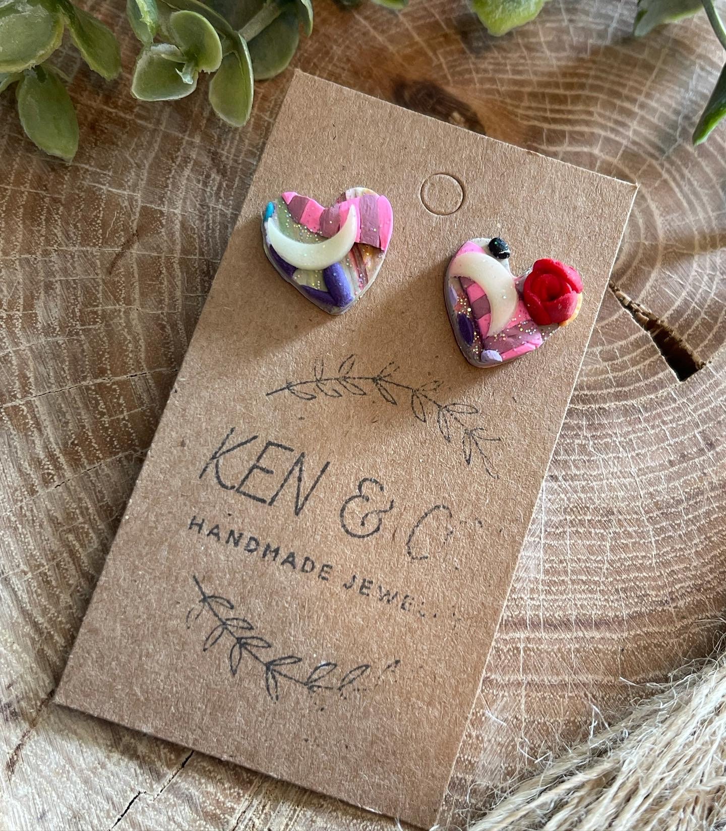 Wonderland Inspired Heart Post Earrings 