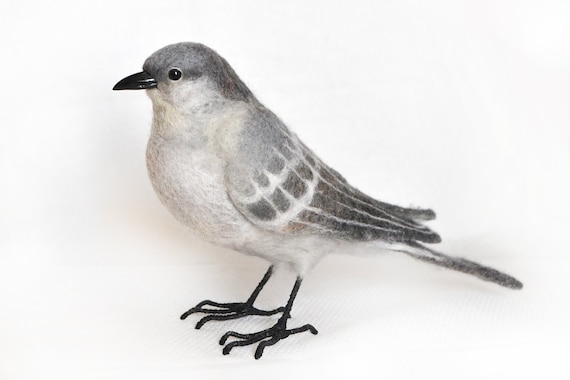 northern mockingbird felting realistic toy the state bird etsy