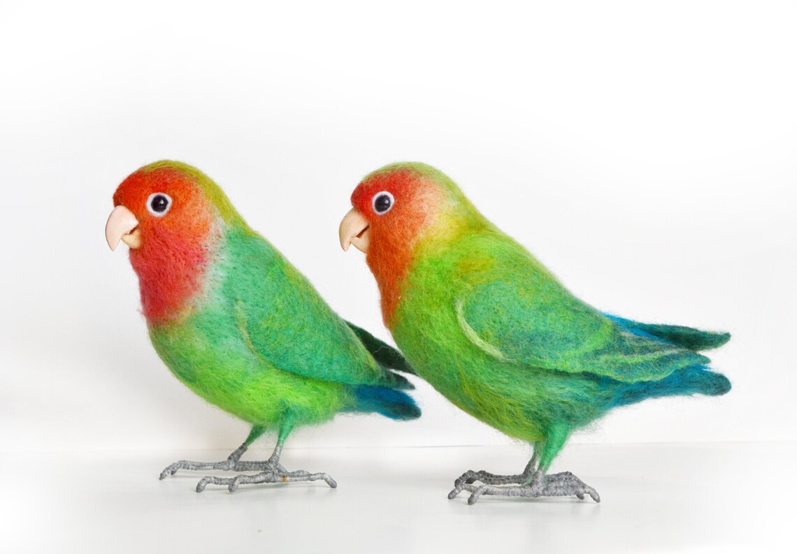 Lovebirds Realistic felt toys for Happyness and Fun Etsy
