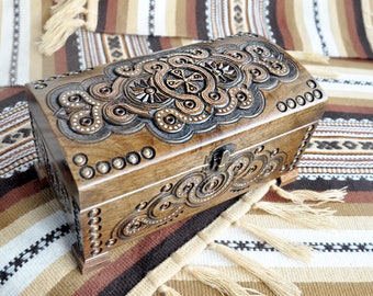 Ukrainian handmade wooden box "cross", jewelry box - hand-carved wood. Ukrainian artist, Ukrainian ornament, Ukraine seller