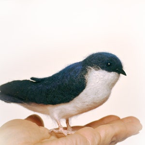 Felt Bird-Blue-and-white Swallow-Handsome aerialists with deep-blue iridescent back and white front, a familiar inhabitant North America.