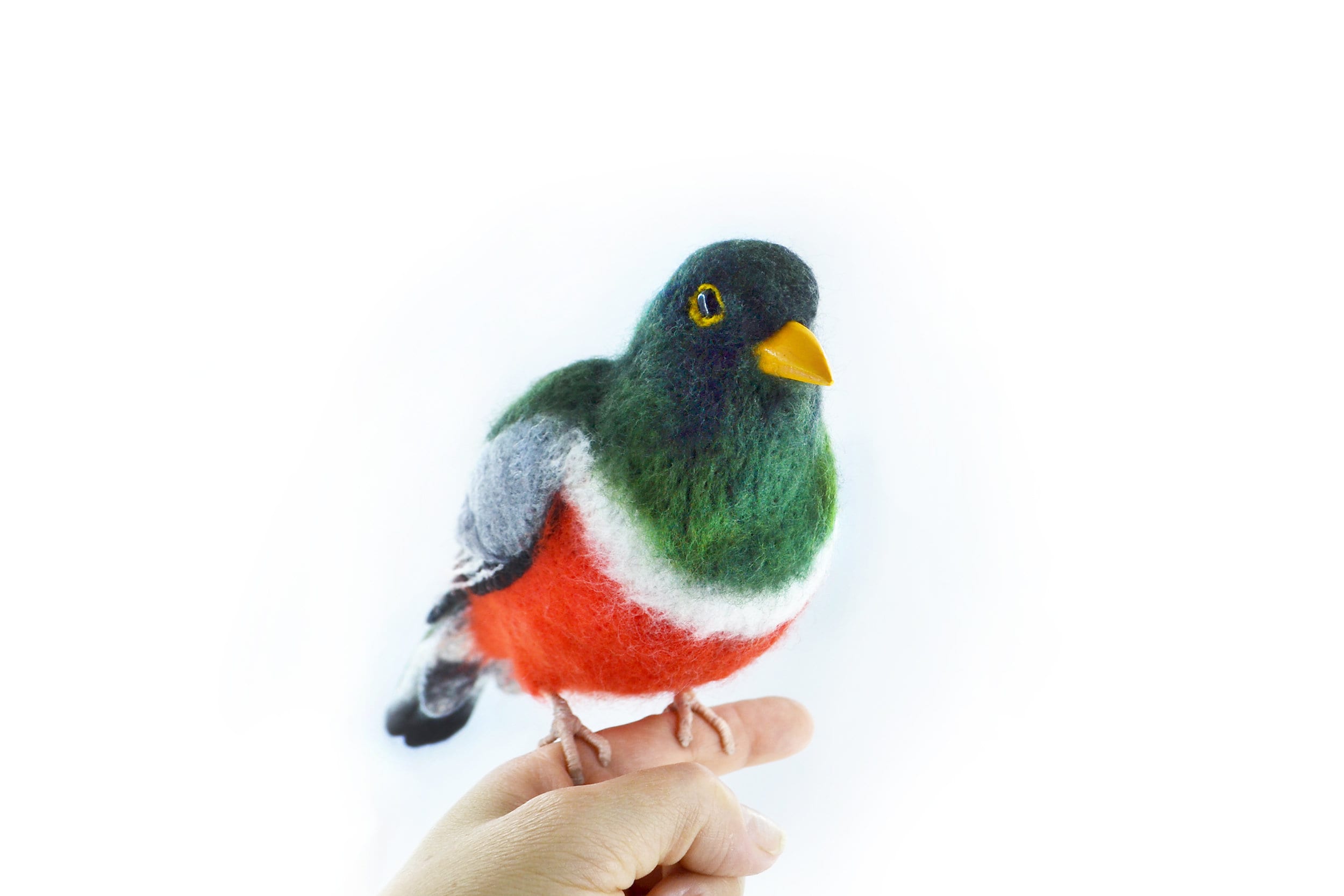 Elegant Trogon - Realistic Felting bird. Lifelike felting animal. Birdwatching perfect gift.