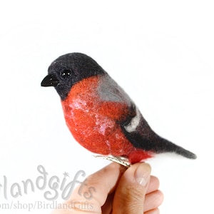 Xmas Tree Decor-Bullfinch - The handcrafted felted figure of the beautiful bird. Christmas Gift
