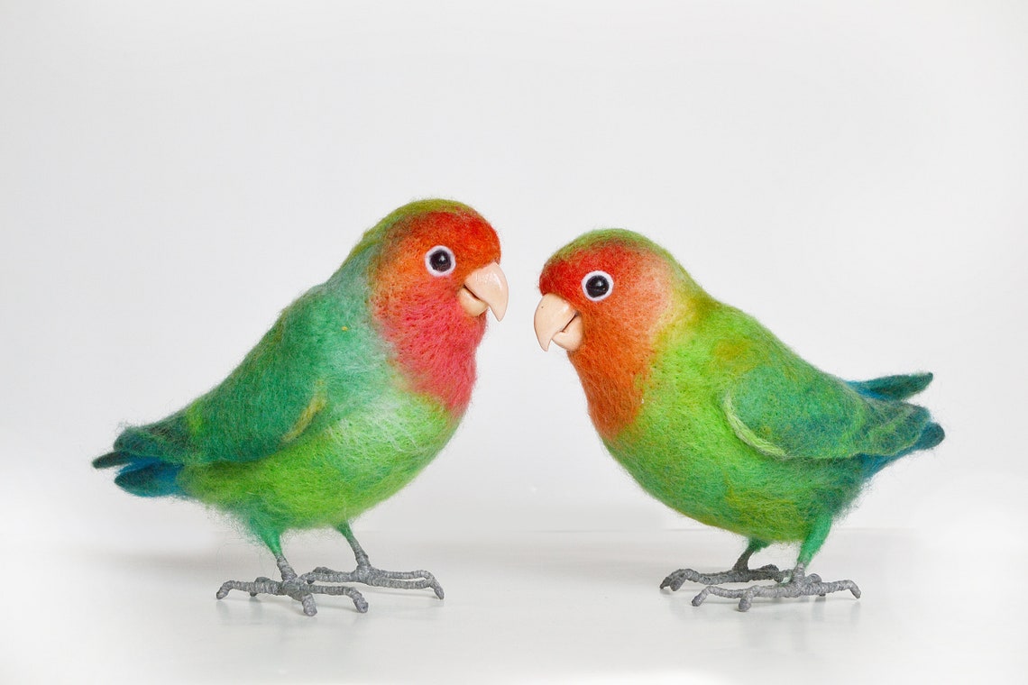 Lovebirds Realistic felt toys for Happyness and Fun Etsy